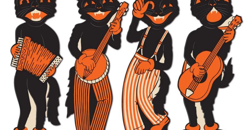 Beistle Black Cat Band vintage Halloween decorations