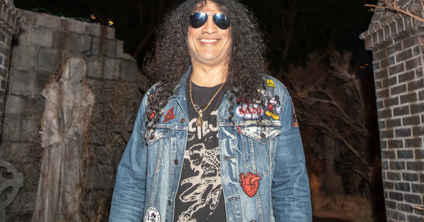 Guitarist Slash inside the Universal Monsters maze