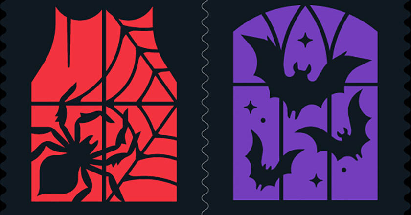 Spider and Bat Spooky Silhouettes Stamps