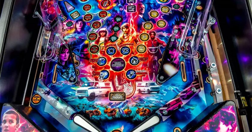 Closeup of the Stranger Things pinball table art