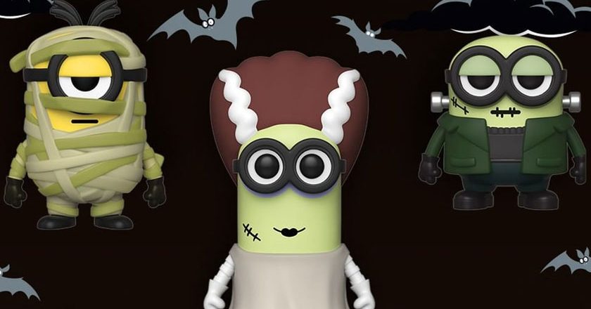 The Mummy, Bride of Frankenstein, and Frankenstein's Monster Halloween Minion Pop! figures