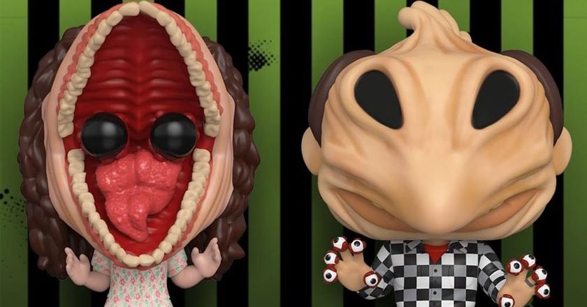 Closeup of the Barbara and Adam Transformed Pop! figures