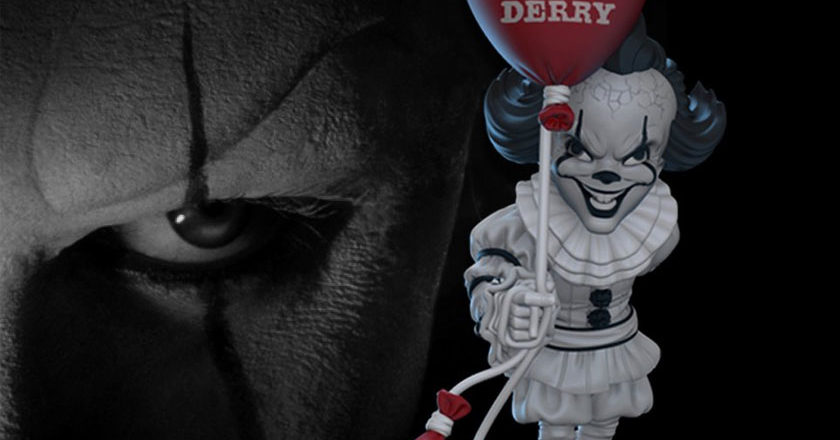 Closeup of the Walmart exclusive black and white Pennywise Q-Fig.