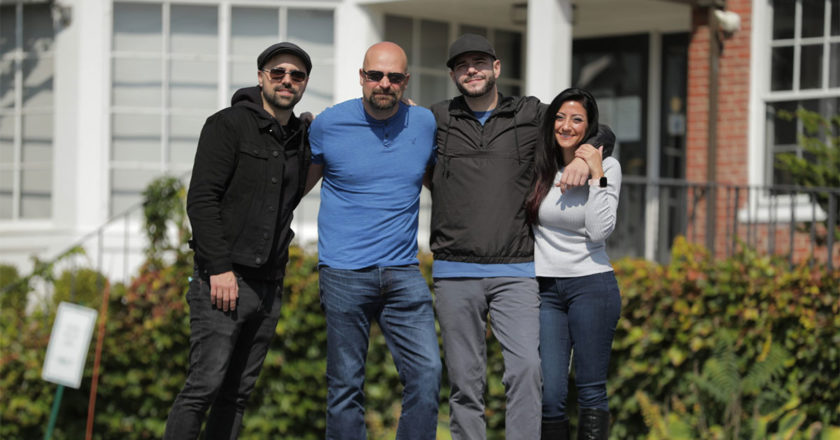 Dave Tango, Jason Hawes, Steve Gonsalves, and Shari DeBenedetti stand infront of Brick and Ash.