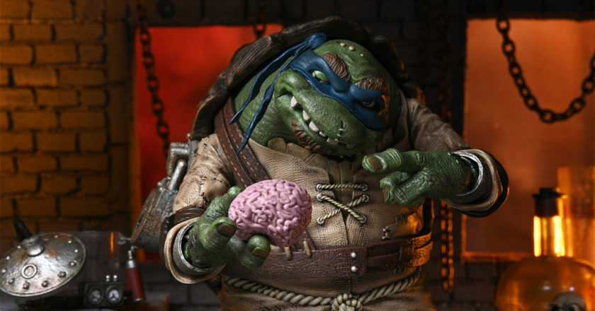 NECA's Ultimate Leonardo as The Hunchback figure holding brain accessory.