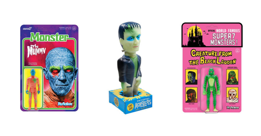 The Mummy ReAction Figure, Frankenstein Super Soapie, and Super Creature from the Black Lagoon figure