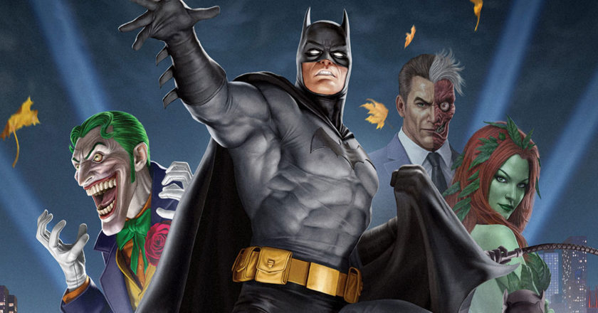 Closeup of the cover artwork for Batman: The Long Halloween - Deluxe Edition featuring Batman, Joker, Two Face, and Poison Ivy