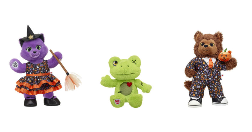 Purple Magic Kitty, Zombie Frog, and Howlin Werewolf Build-A-Bear plush