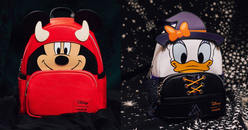 Entertainment Earth exclusive Devil Mickey and Witch Daisy Loungefly mini-backpacks,