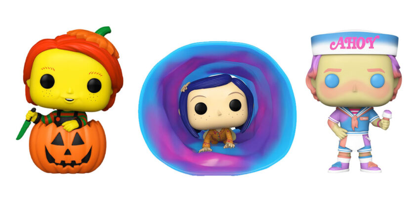 Vintage Halloween Chucky, Coraline in Tunnel, and Sherbert Surprise Steve Harrington Pop! figures