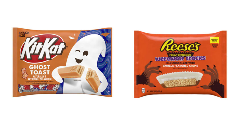 Snack Size Ghost Toast KitKat and Werewolf Tracks Reeses peanut Butter Cups