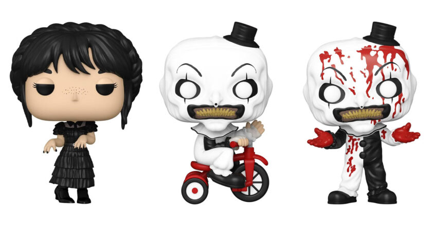 Rave'n Wednesday Pop! and two Art the Clown Funko Pop! figures