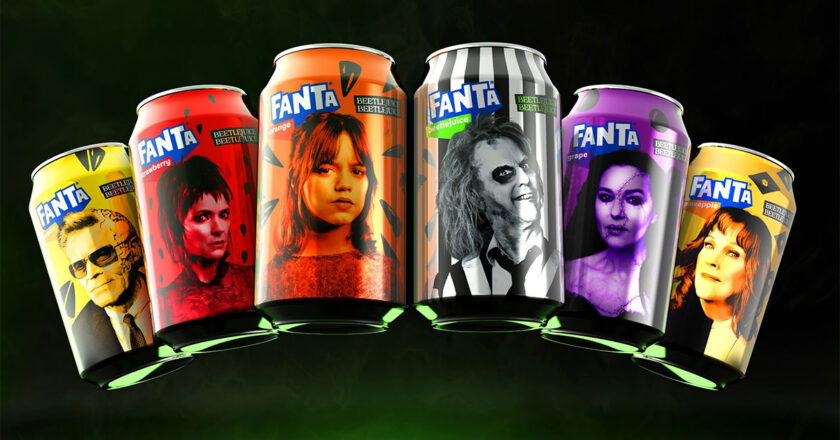 Beetlejuice Beetlejuice Fanta cans featuring characters from the film