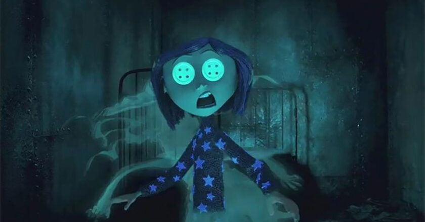 Coraline with button eyes in the movie Coraline