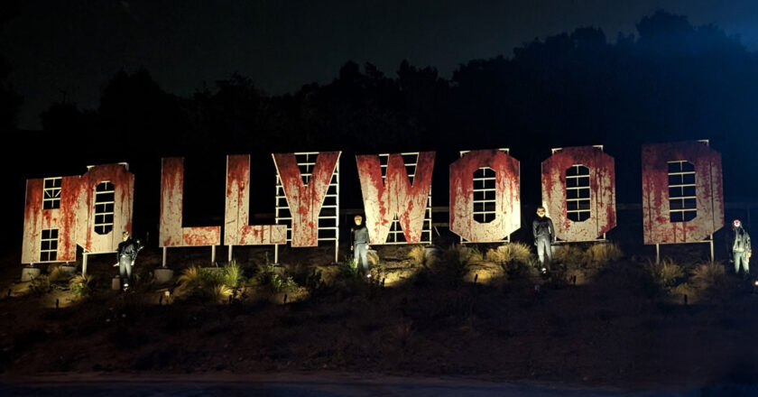 Bloody Hollywood sign at Halloween Horror Nights