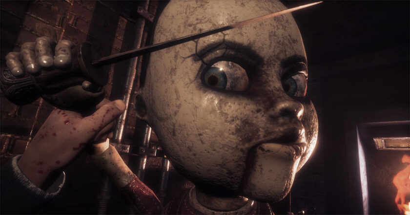 Screenshot from "Puppet House" featuring the demonic puppet antagonist