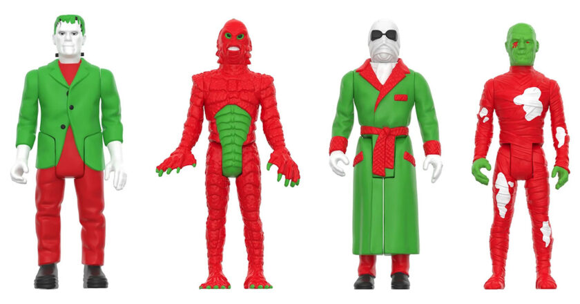 Frankenstein, Creature from the Black Lagoon, The Invisible Man, and The Mummy Monster in My Stocking Blind Box ReAction Figures